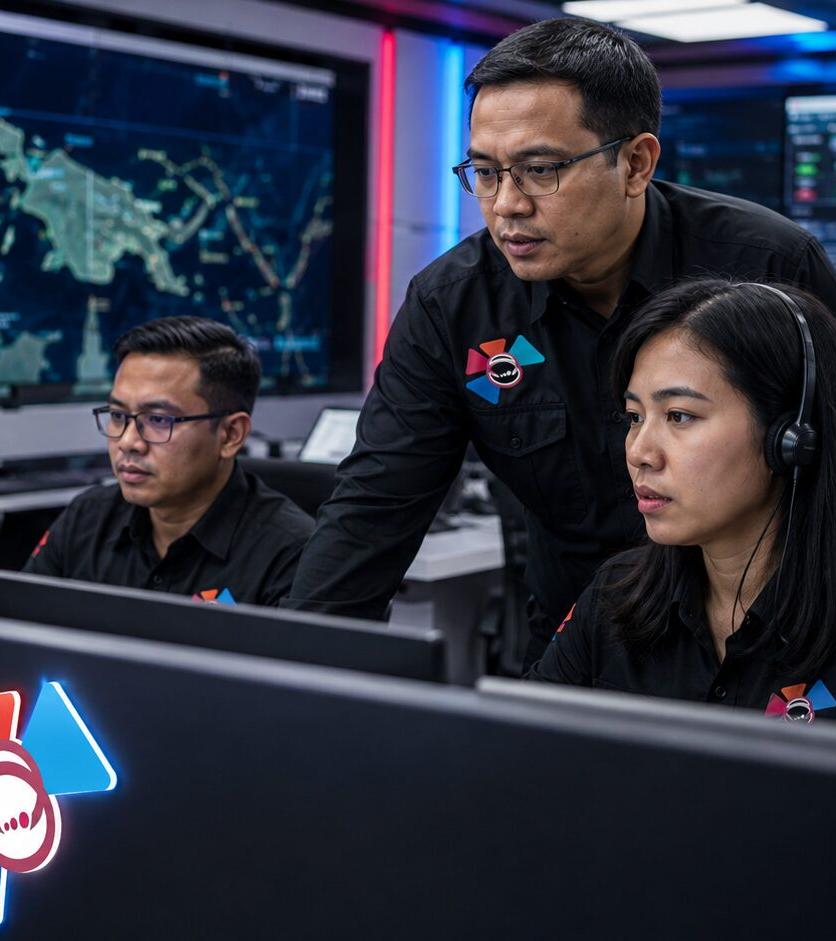 Tim SKB memantau peta jaringan dan dashboard operasional secara real-time.