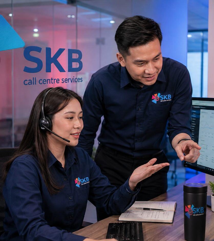 Agen SKB memberikan layanan pelanggan di kantor bermerek SKB.